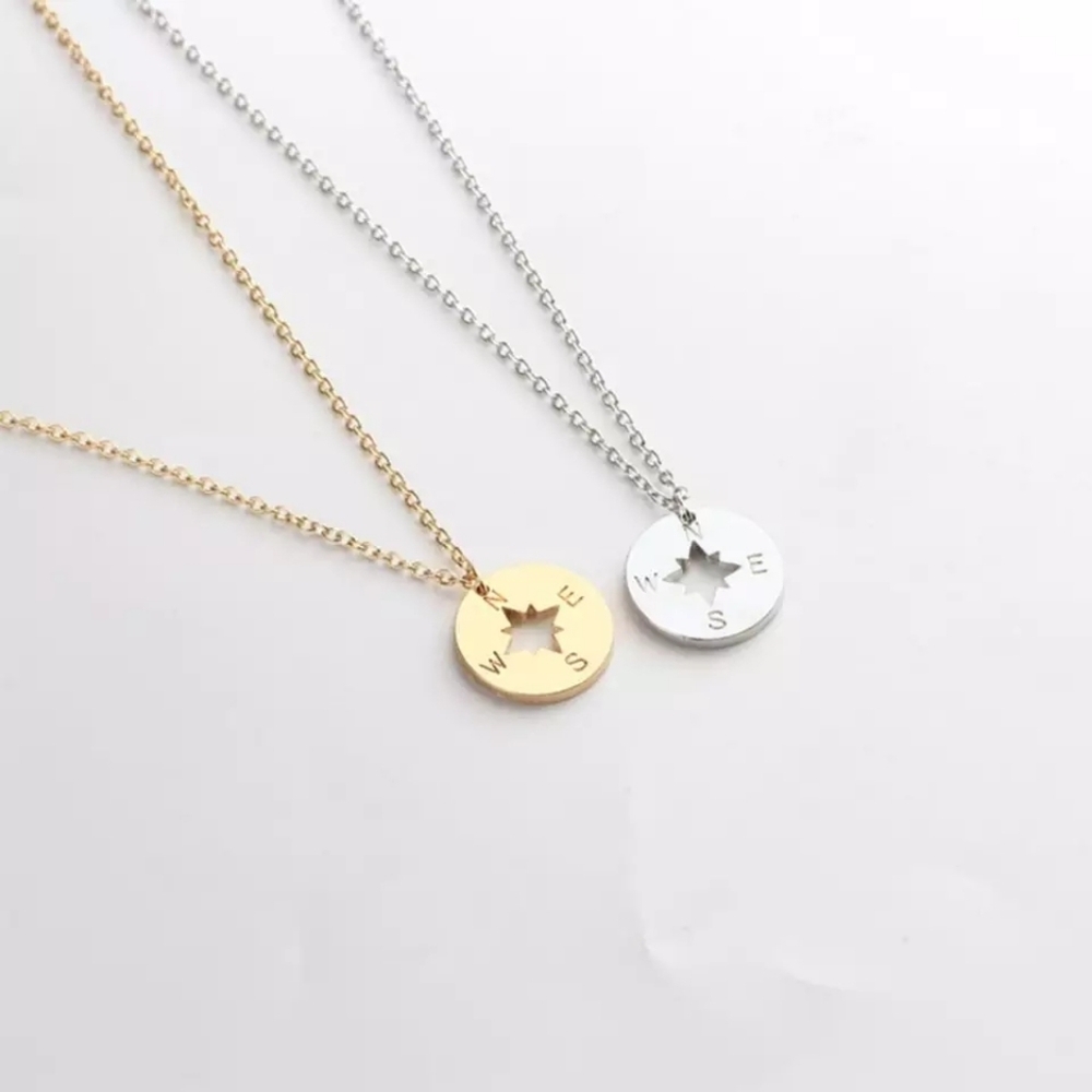 NEW Gold Compass Charm‎ Necklace